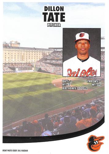 2019 Baltimore Orioles Photocards #NNO Dillon Tate Back