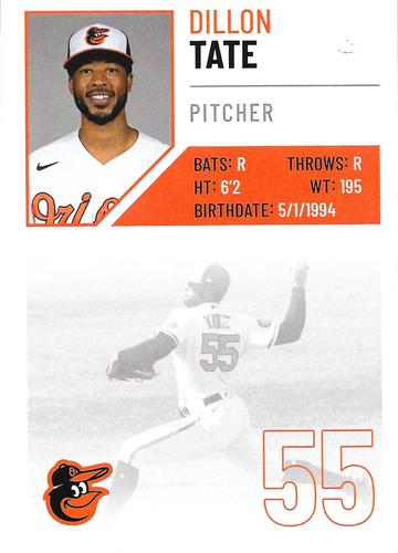 2022 Baltimore Orioles Photocards #NNO Dillon Tate Back
