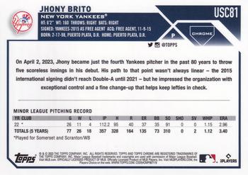 2023 Topps Chrome Update - Pink #USC81 Jhony Brito Back
