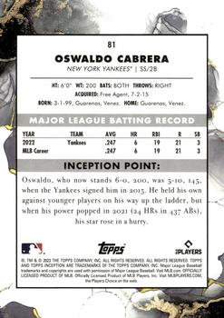 2023 Topps Inception #81 Oswaldo Cabrera Back