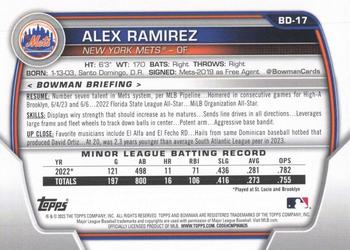 2023 Bowman Draft #BD-17 Alex Ramirez Back