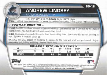 2023 Bowman Draft #BD-18 Andrew Lindsey Back