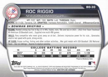 2023 Bowman Draft #BD-30 Roc Riggio Back