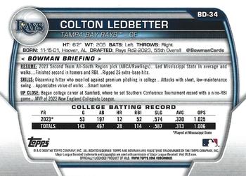 2023 Bowman Draft #BD-34 Colton Ledbetter Back