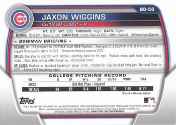 2023 Bowman Draft #BD-50 Jaxon Wiggins Back