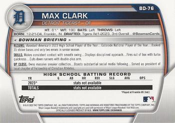 2023 Bowman Draft #BD-76 Max Clark Back