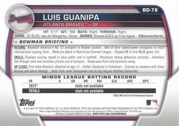 2023 Bowman Draft #BD-78 Luis Guanipa Back