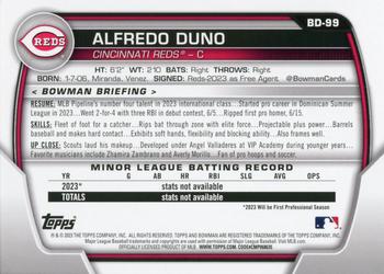2023 Bowman Draft #BD-99 Alfredo Duno Back