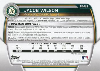 2023 Bowman Draft #BD-121 Jacob Wilson Back