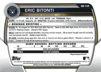 2023 Bowman Draft #BD-134 Eric Bitonti Back