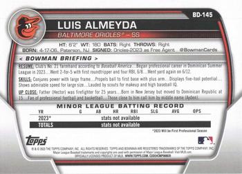 2023 Bowman Draft #BD-145 Luis Almeyda Back