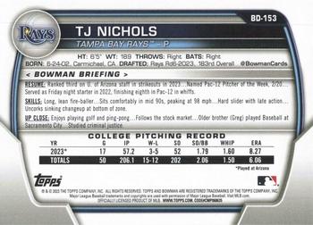 2023 Bowman Draft #BD-153 TJ Nichols Back