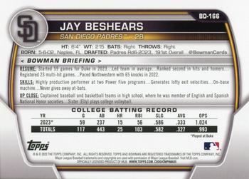 2023 Bowman Draft #BD-166 Jay Beshears Back