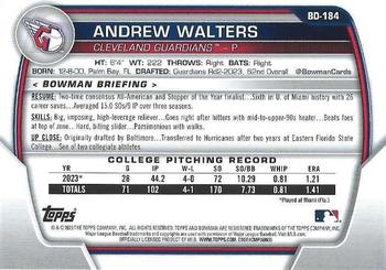 2023 Bowman Draft #BD-184 Andrew Walters Back