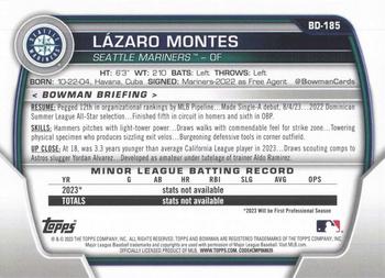 2023 Bowman Draft #BD-185 Lázaro Montes Back
