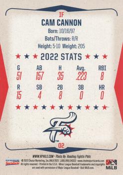 2023 Choice Reading Fightin Phils Update #02 Cam Cannon Back