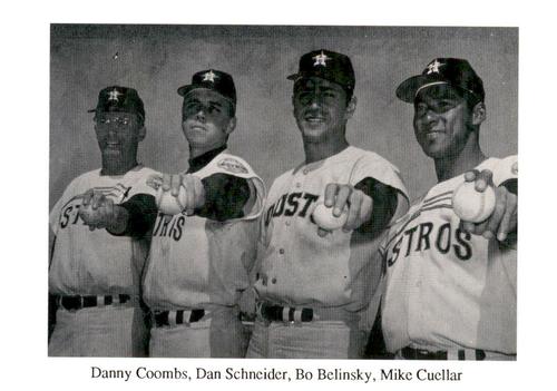 1987 Koppa Houston Astros Shooting Star Era Commemorative Photocards Series 2 #NNO Danny Coombs / Dan Schneider / Bo Belinsky / Mike Cuellar Front