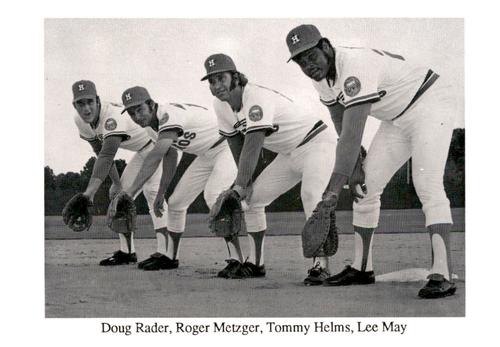 1987 Koppa Houston Astros Shooting Star Era Commemorative Photocards Series 3 #NNO Doug Rader / Roger Metzger / Tommy Helms / Lee May Front