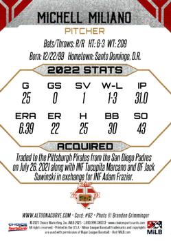 2023 Choice Altoona Curve Update 2 #62 Michell Miliano Back