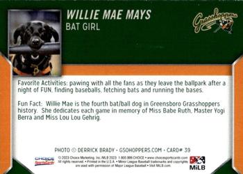 2023 Choice Greensboro Grasshoppers #39 Willie Mae Mays Back