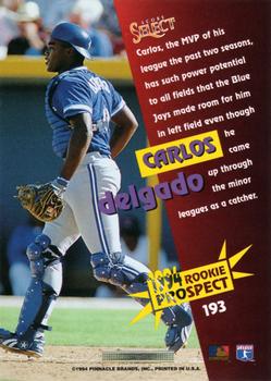 1994 Select #193 Carlos Delgado Back