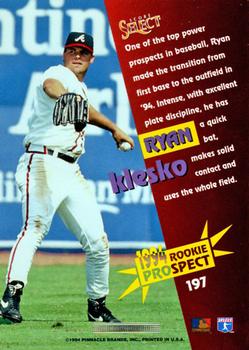 1994 Select #197 Ryan Klesko Back