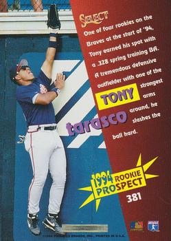 1994 Select #381 Tony Tarasco Back