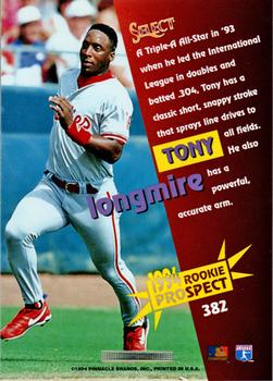 1994 Select #382 Tony Longmire Back