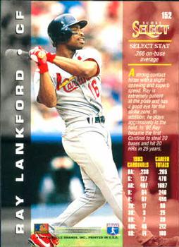 1994 Select #152 Ray Lankford Back