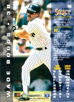 1994 Select #156 Wade Boggs Back