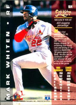 1994 Select #164 Mark Whiten Back