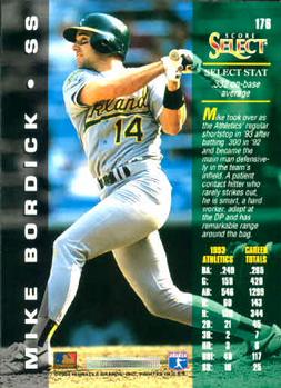 1994 Select #176 Mike Bordick Back
