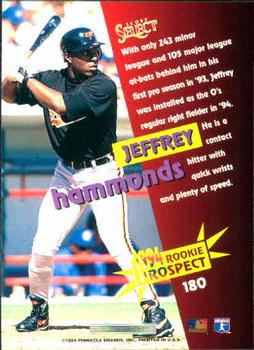 1994 Select #180 Jeffrey Hammonds Back