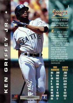 1994 Select #1 Ken Griffey Jr. Back