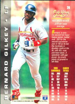 1994 Select #20 Bernard Gilkey Back