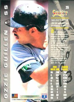 1994 Select #25 Ozzie Guillen Back