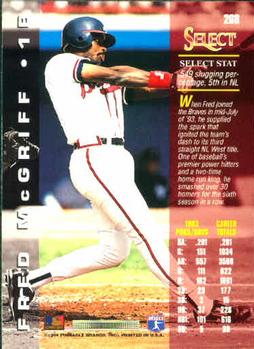 1994 Select #268 Fred McGriff Back