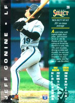 1994 Select #26 Jeff Conine Back