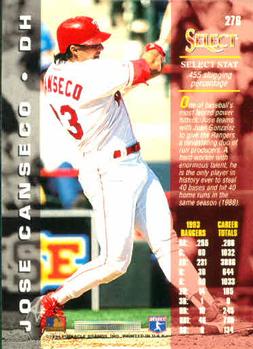 1994 Select #276 Jose Canseco Back