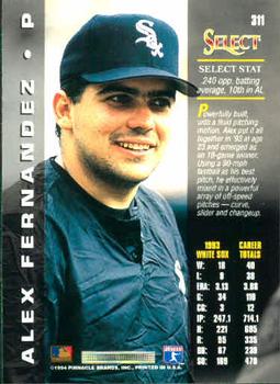 1994 Select #311 Alex Fernandez Back