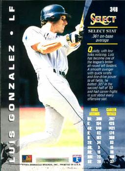 1994 Select #348 Luis Gonzalez Back
