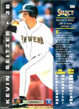 1994 Select #355 Kevin Seitzer Back