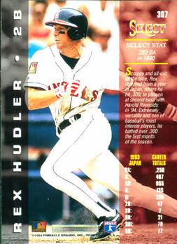 1994 Select #367 Rex Hudler Back