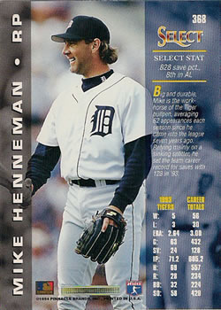 1994 Select #368 Mike Henneman Back