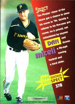 1994 Select #378 Dan Miceli Back