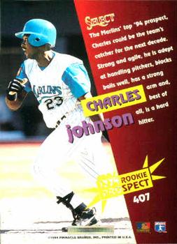 1994 Select #407 Charles Johnson Back