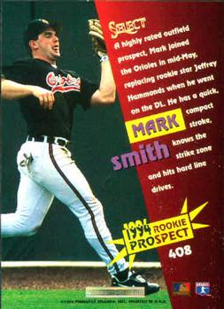 1994 Select #408 Mark Smith Back