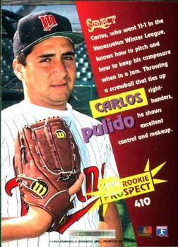1994 Select #410 Carlos Pulido Back