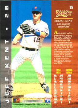 1994 Select #85 Jeff Kent Back