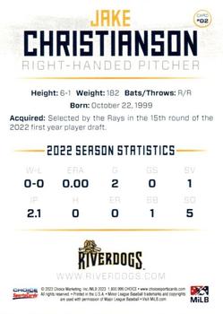 2023 Choice Charleston RiverDogs #02 Jake Christianson Back